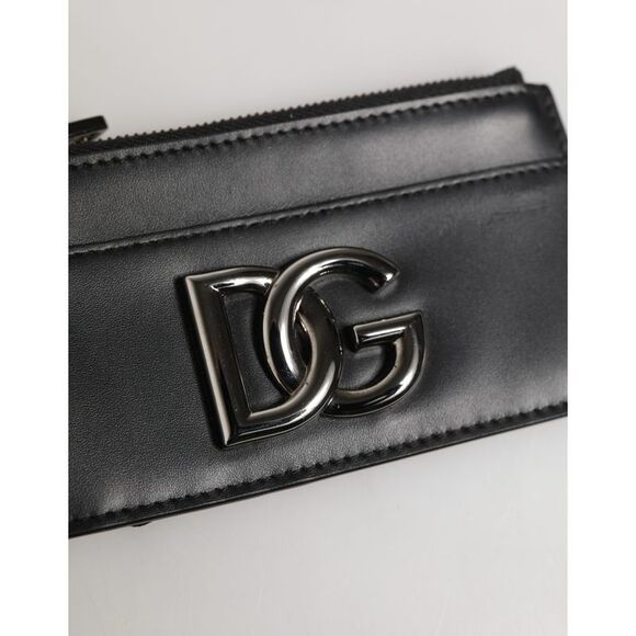 Dolce & Gabbana Black Calfskin Leather DG Logo Card Holder Women Women's Wallet - Picture 2 of 5